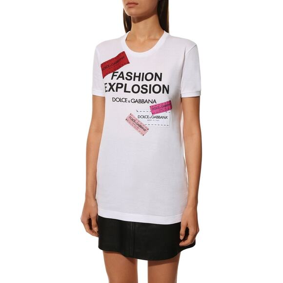 NWT Dolce & Gabbana White Fashion Explosion T-shirt IT 36 - Picture 8 of 9